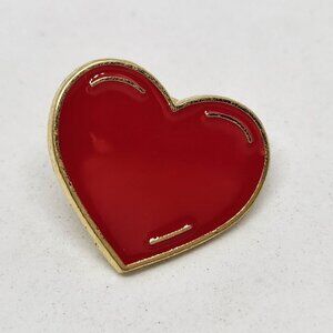 Heart Red Metal Pin Gold Tone Backing Lapel Backpack Hat Brooch